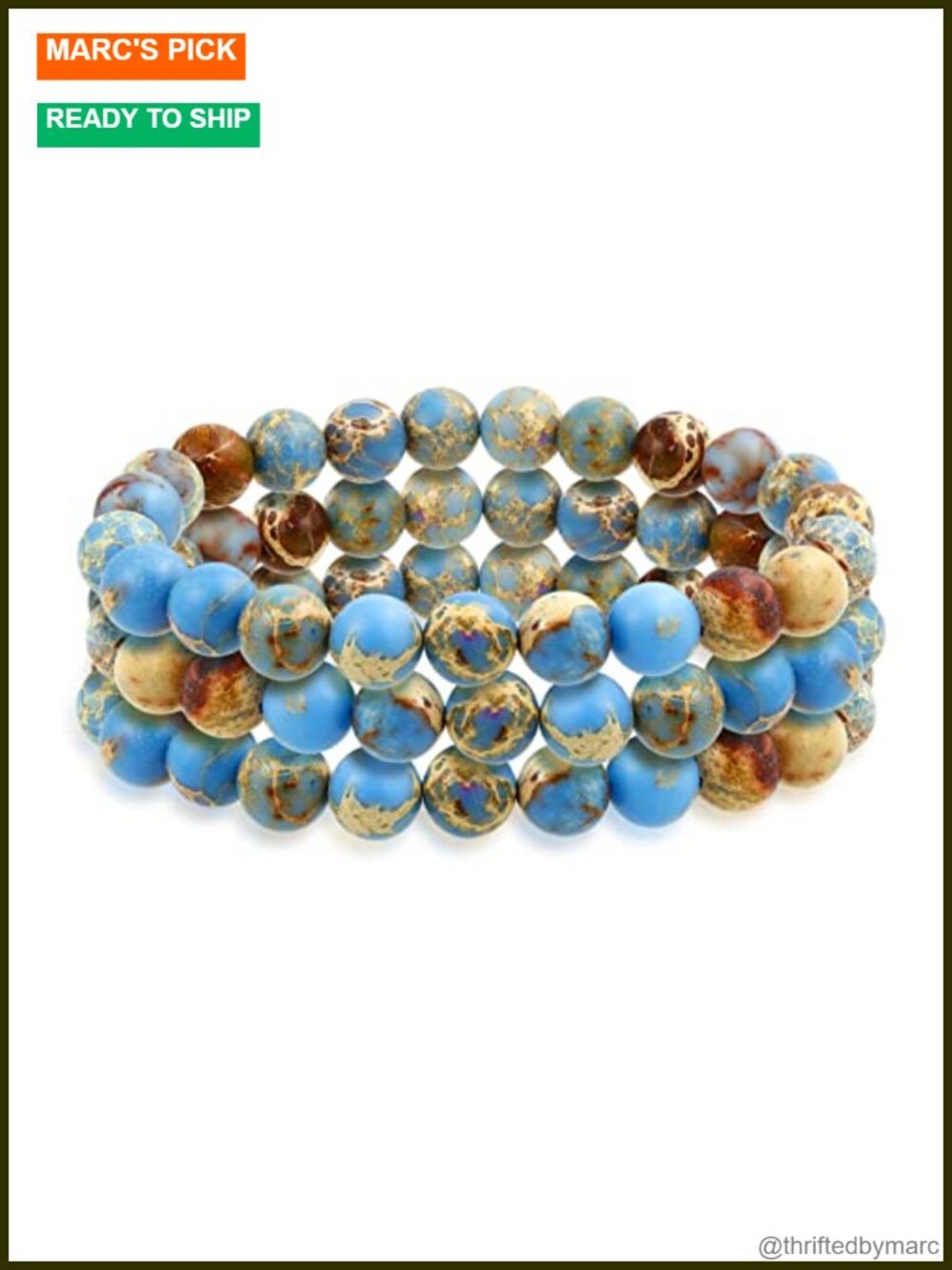 8MM Gemstone Ball Bead Stretch Bracelet Stackable Set of 3